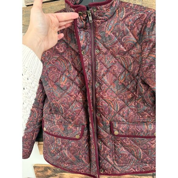 Talbots PAISLEY QUILTED JACKET zip & pockets petite size small - Picture 10 of 10